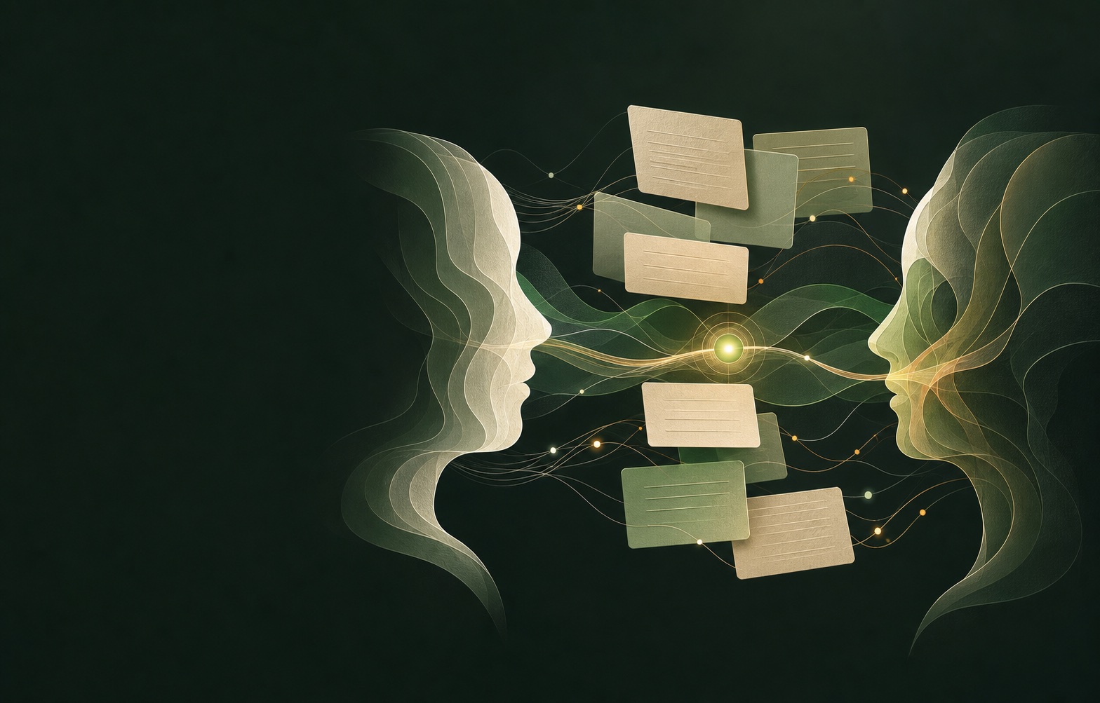 Abstract conversational waves becoming organized guidance